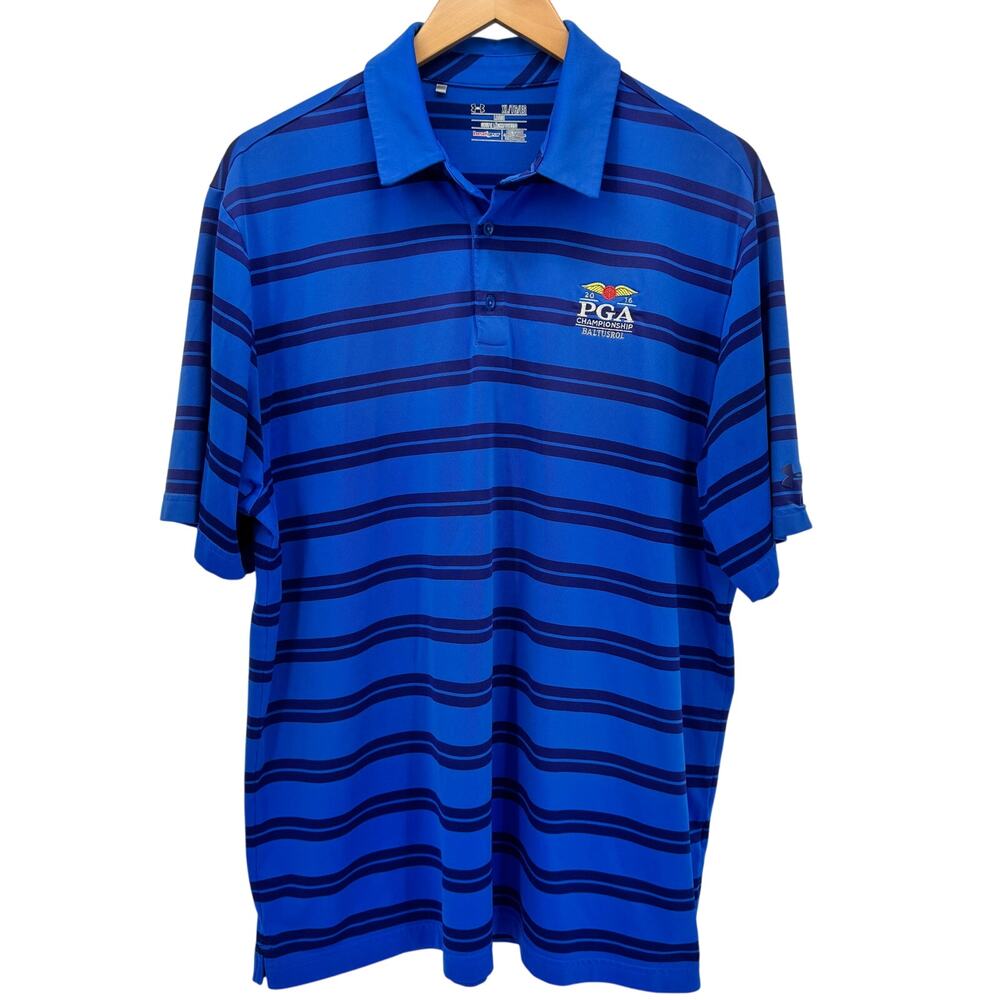 Underโ armour Polo Shirt Mens XL Blue 2016 PGA Championship Baltusrol HeatGear